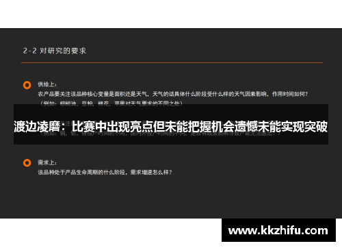 渡边凌磨：比赛中出现亮点但未能把握机会遗憾未能实现突破